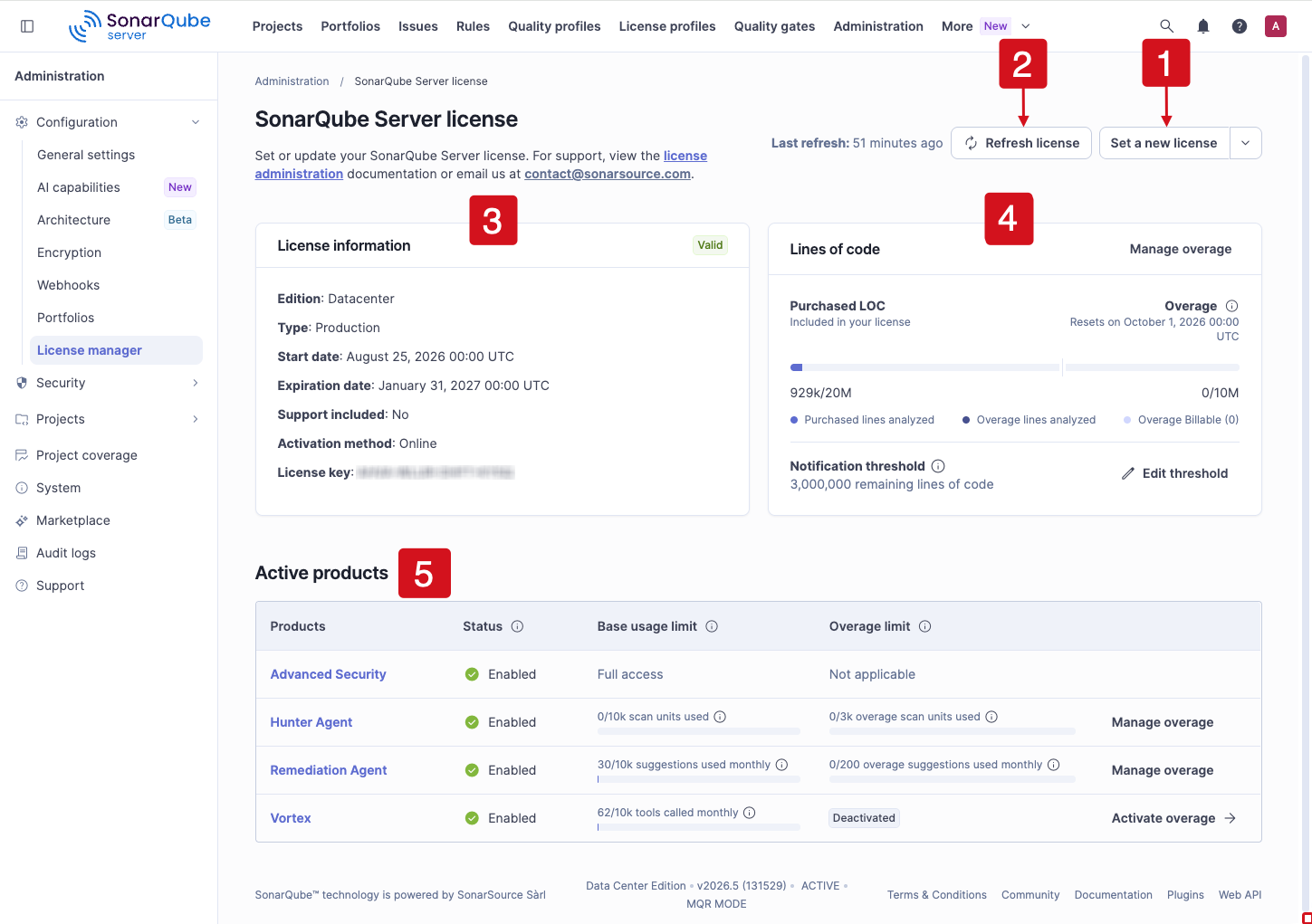 SonarQube Server license page